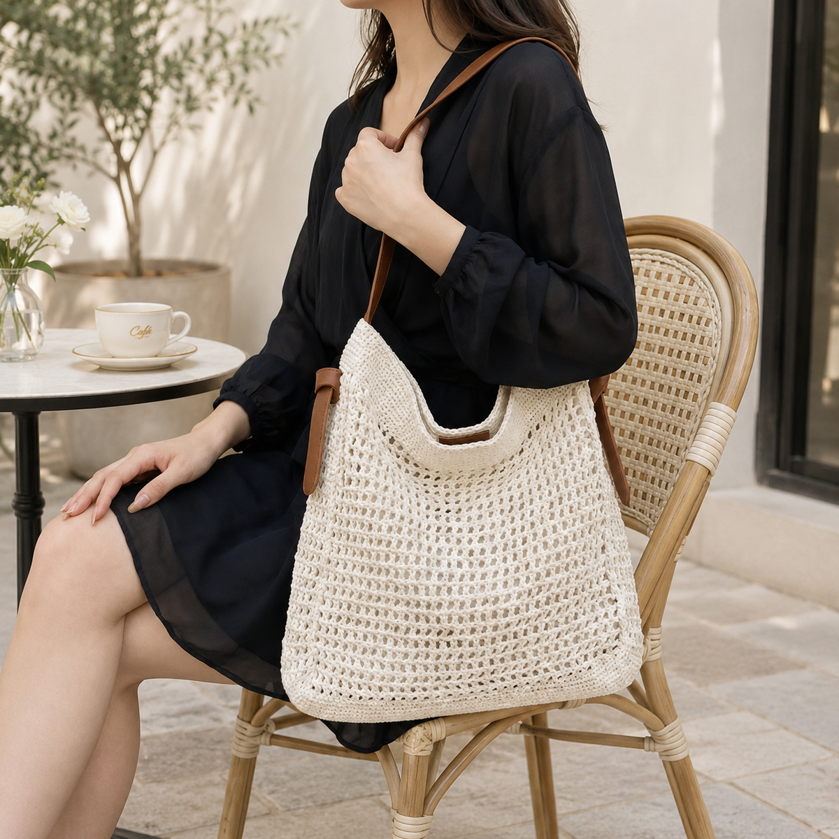 MVRNLO Isla Crochet Hobo Tote Bag