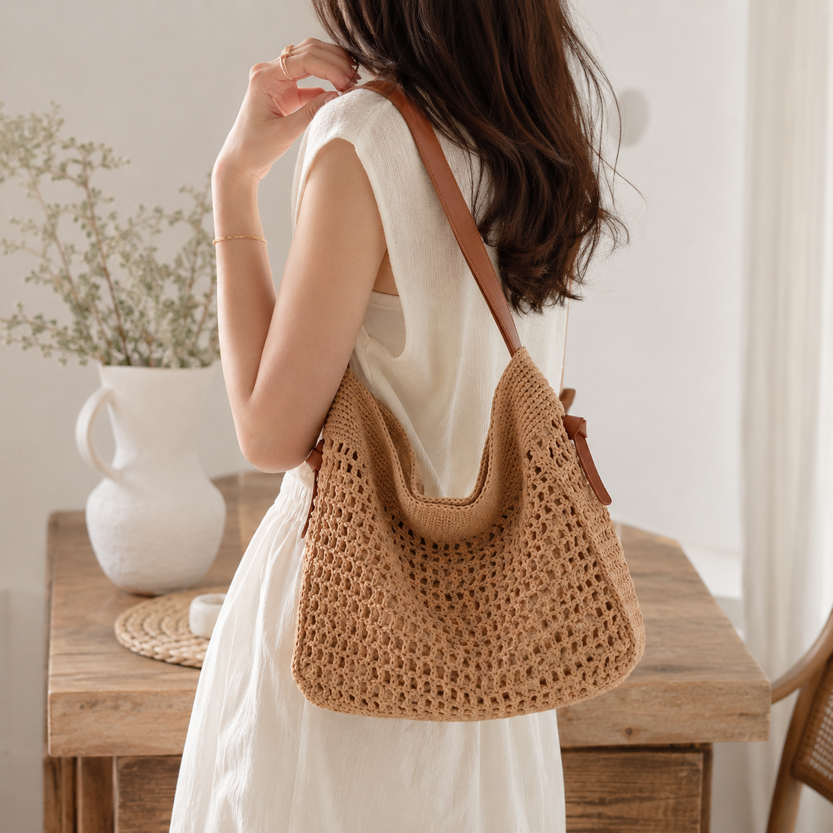 MVRNLO Isla Crochet Hobo Tote Bag