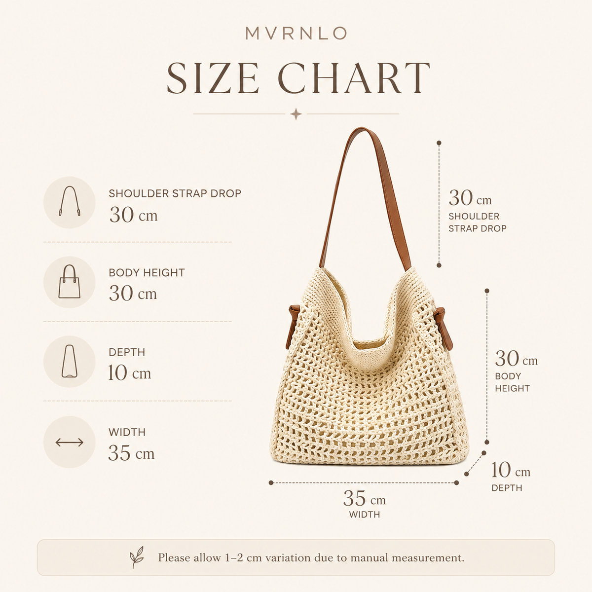 MVRNLO Isla Crochet Hobo Tote Bag